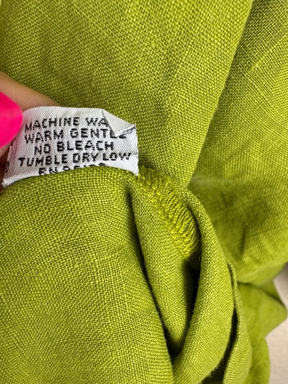 Bryn Walker Oversized 100% Linen Lime Green Tunic Top Lagenlook Size 3X - Picture 12 of 14